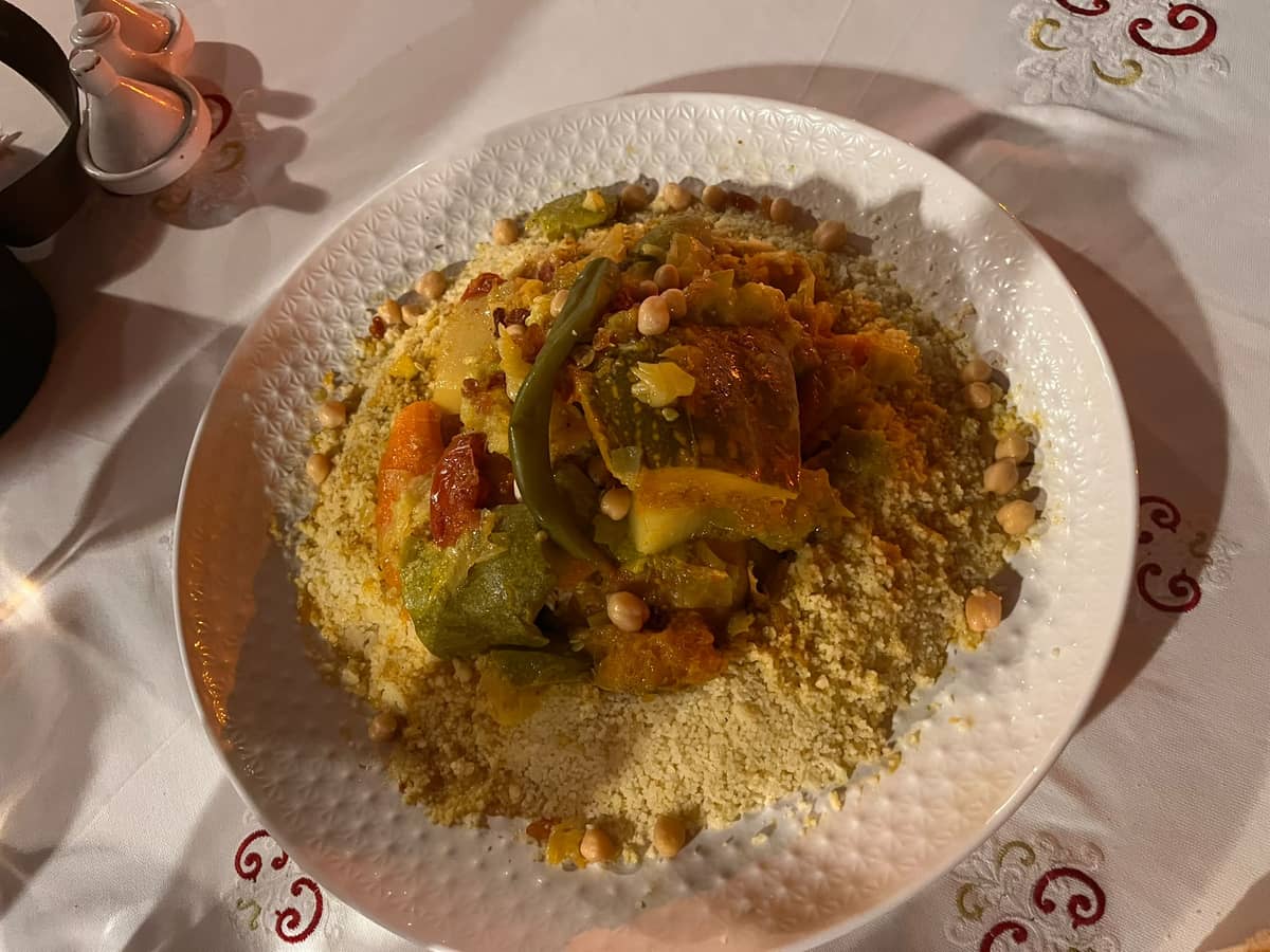 Shared couscous, an example of a table dish, not a priced offer