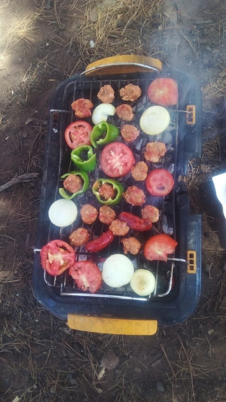 Grillade de kefta, tomates, oignons et poivrons
